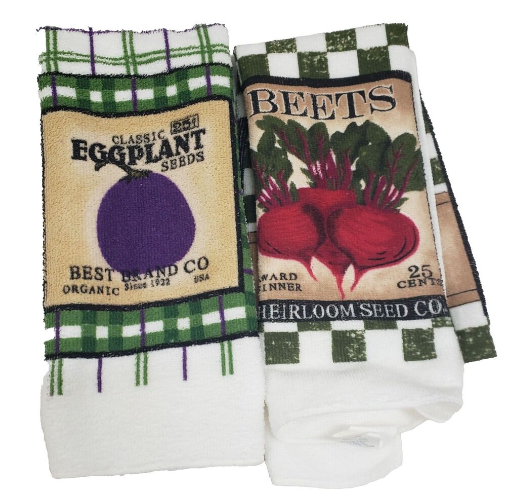 Set of 2 Same Microfiber Towels (15"x25") VEGETABLES,EGGPLATS & BEETS,Smart Home